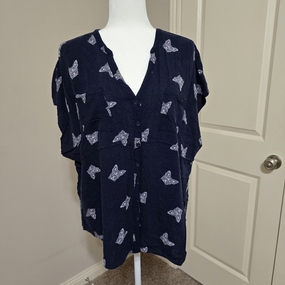 Torrid Challis Button-Front Dolman Sleeve Top Size 3 (XXXL)